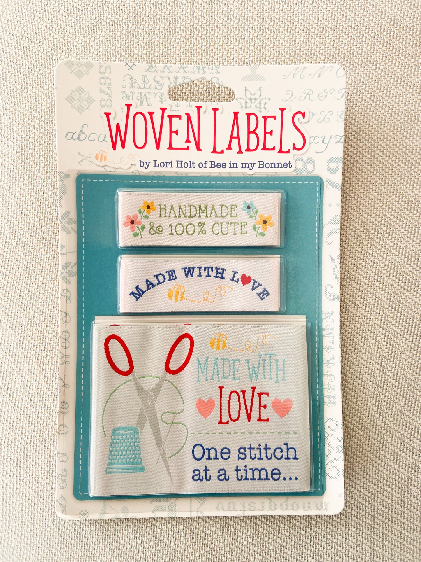 Lori Holt Made with Love Woven Labels pack of 12