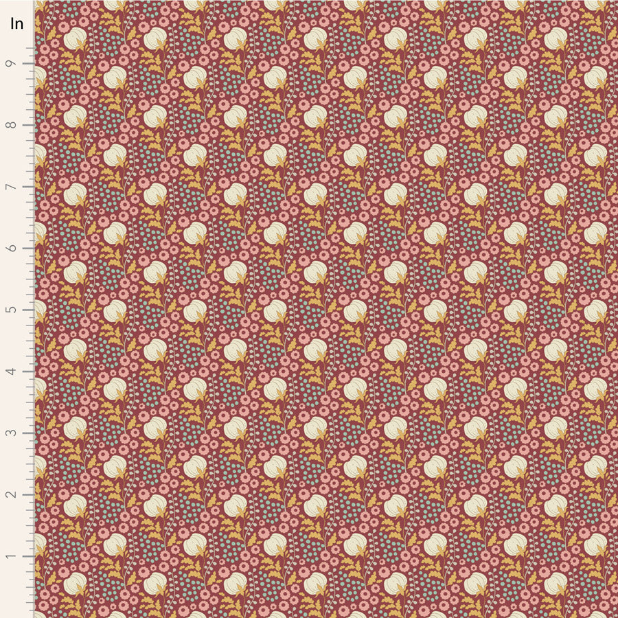 Tilda Sanctuary Cottonfield Maroon **95cm END OF BOLT**