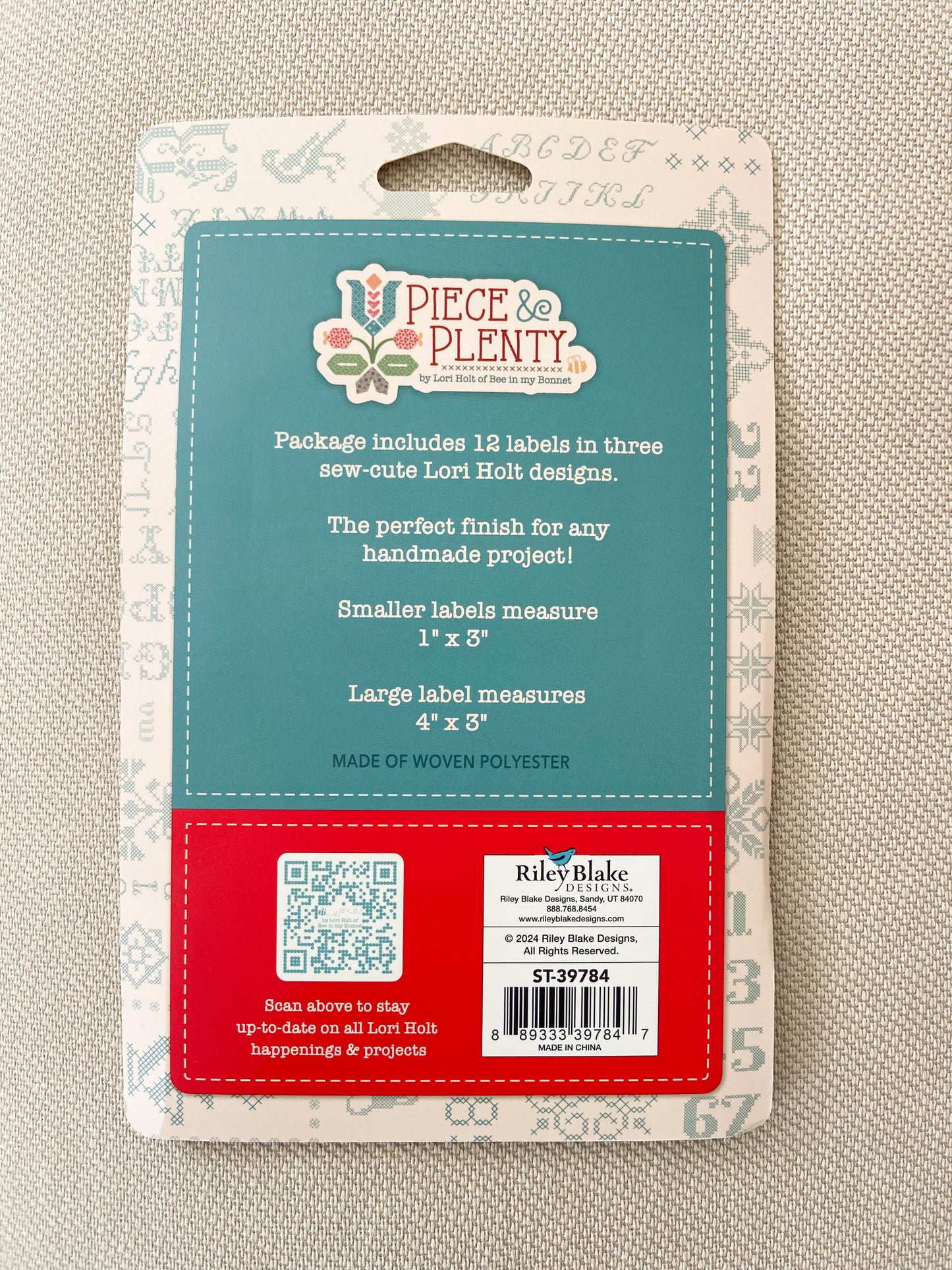Lori Holt Made with Love Woven Labels pack of 12