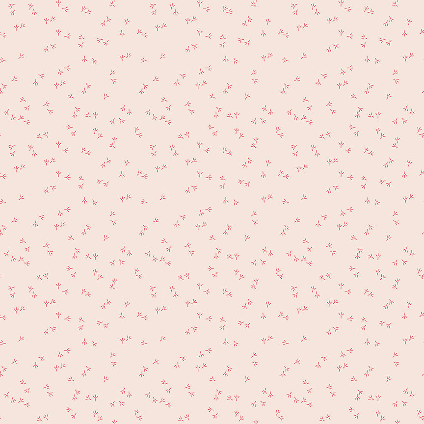 Lori Holt Farmer's Daughter Chicken Tracks Background Tea Rose
