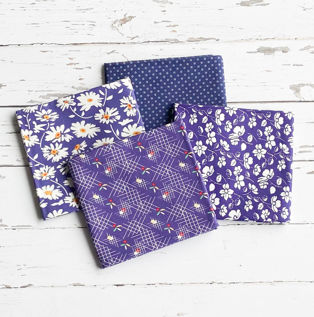 40% OFF!! Always in Season by American Jane 4 Navy and Royal Blue Fat Quarters