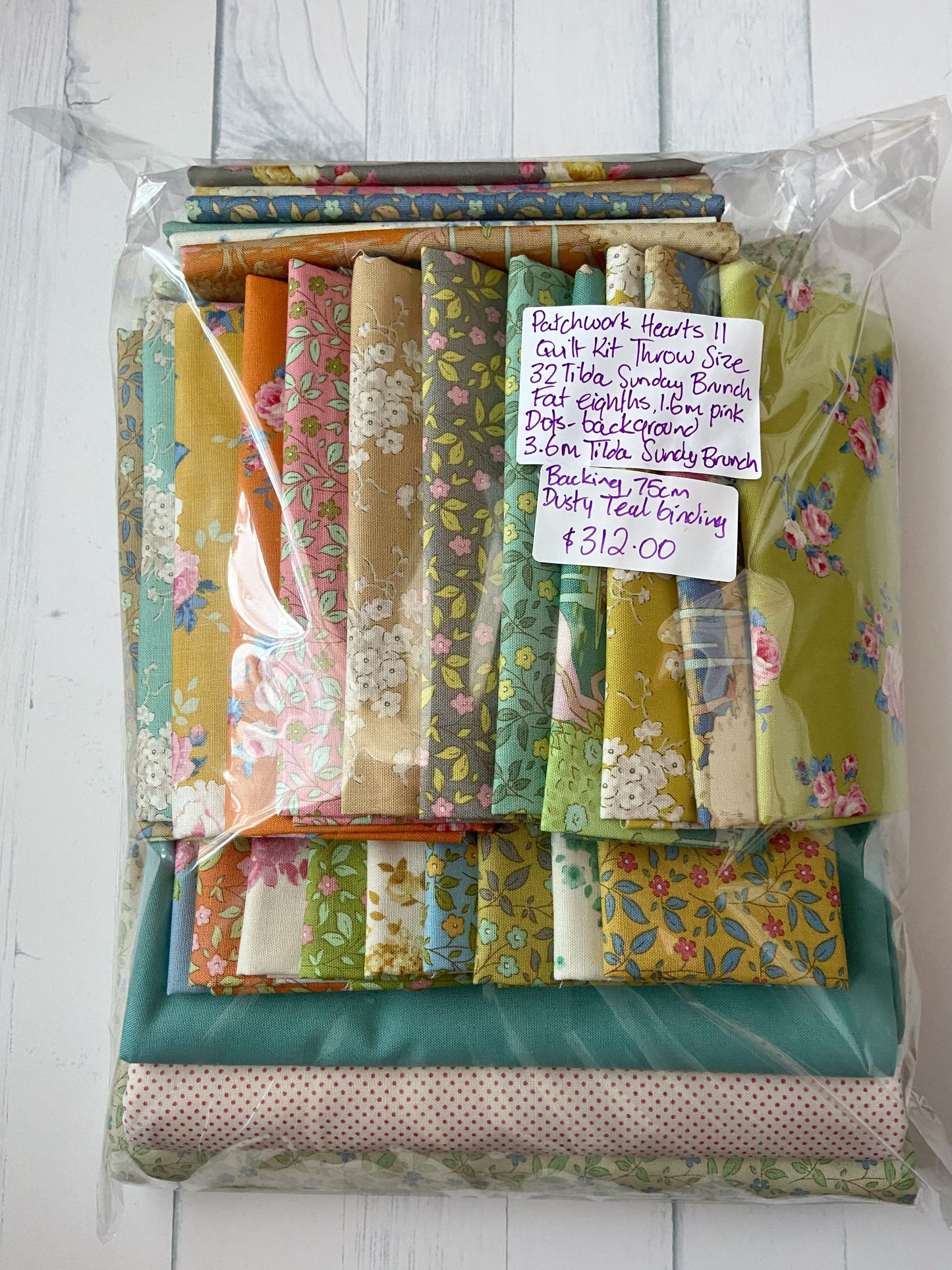 Patchwork Hearts II Quilt Kit complete including backing - Emily Dennis of Quilty Love DOES NOT INCLUDE PATTERN