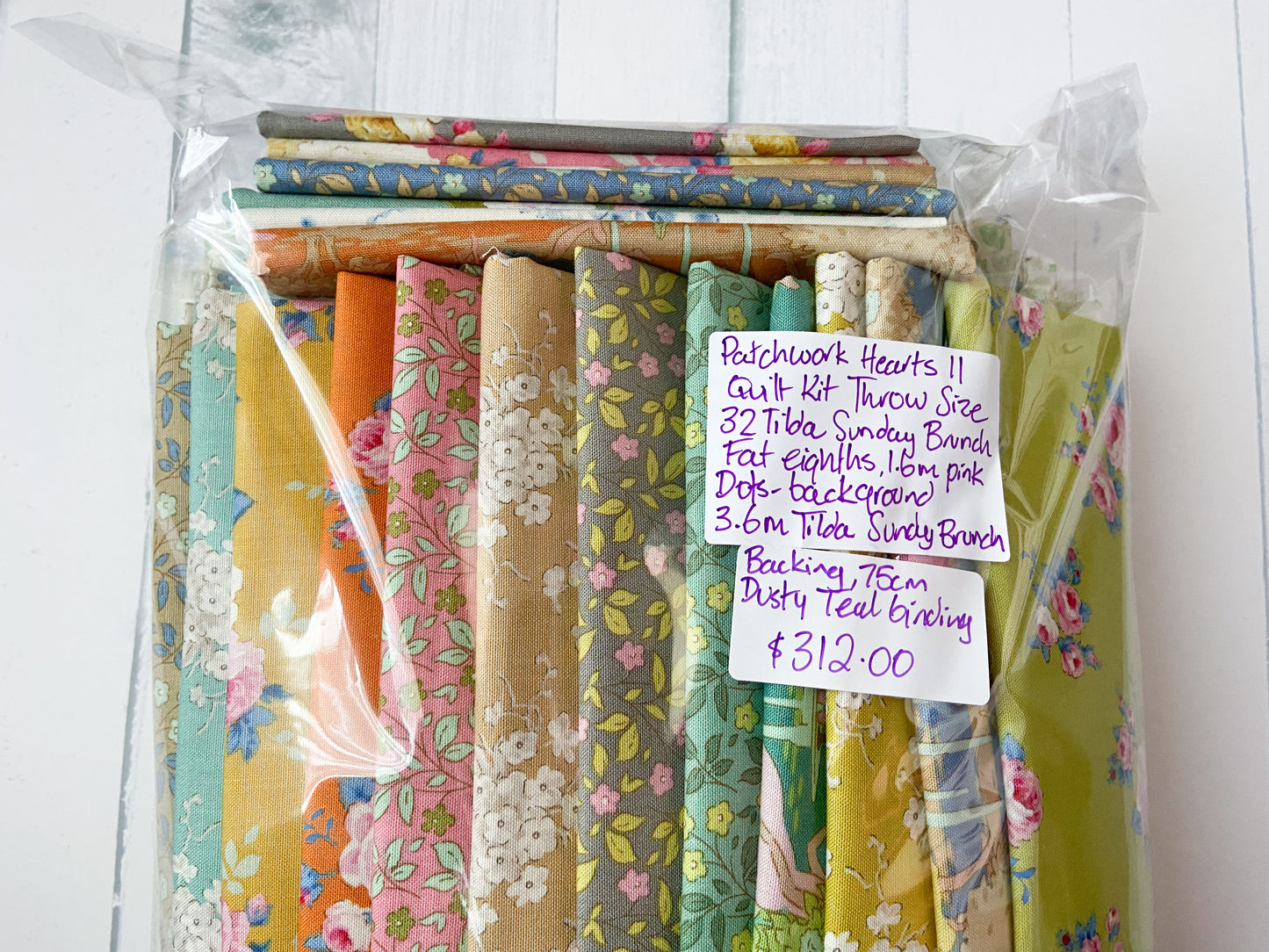 Patchwork Hearts II Quilt Kit complete including backing - Emily Dennis of Quilty Love DOES NOT INCLUDE PATTERN
