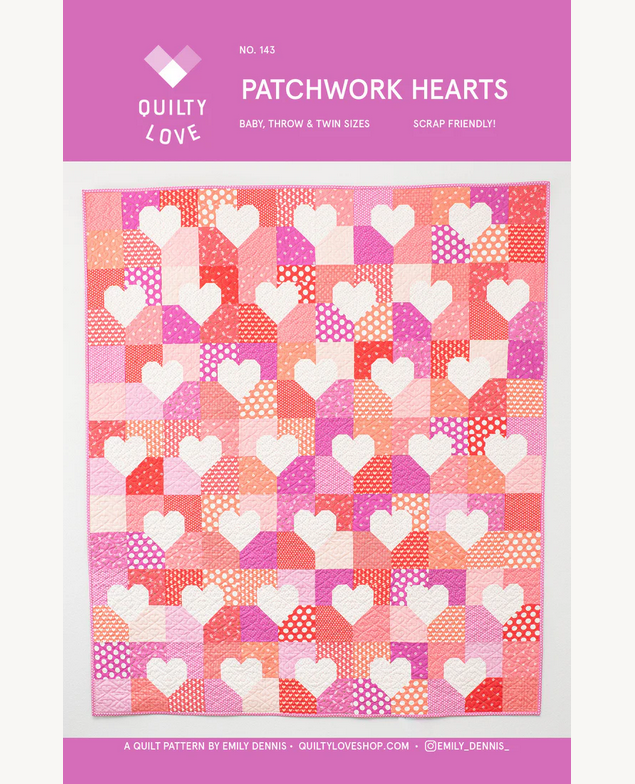 Patchwork Hearts Paper Pattern by Quilty Love