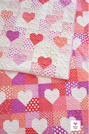 Patchwork Hearts Paper Pattern by Quilty Love