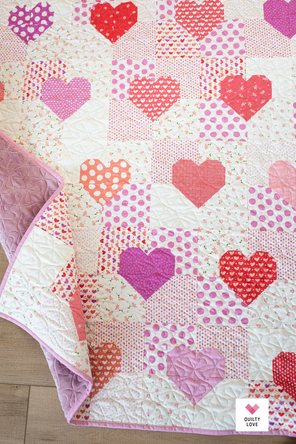 Patchwork Hearts Paper Pattern by Quilty Love