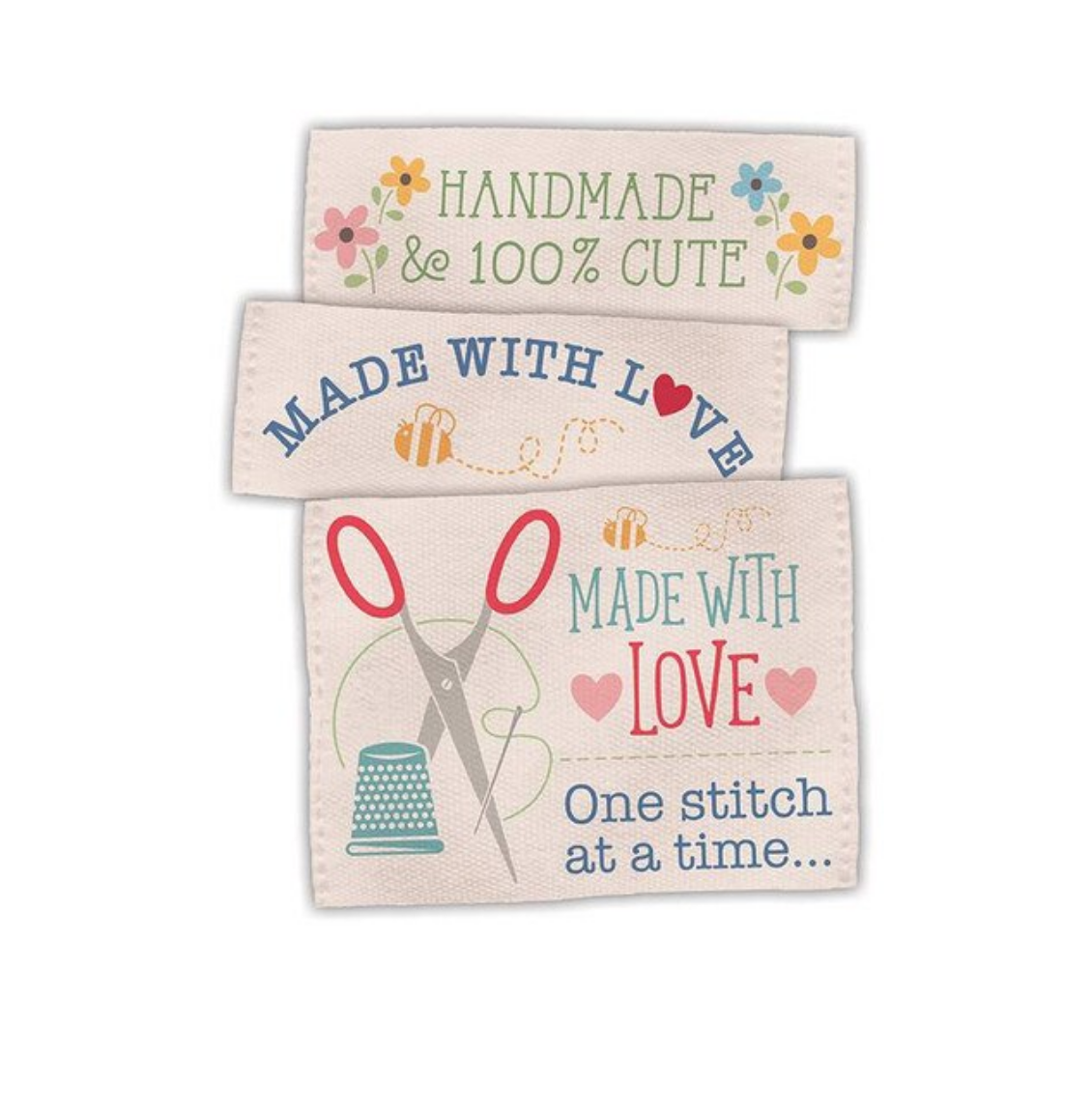 Lori Holt Made with Love Woven Labels pack of 12