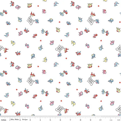 Love Notes Songbirds White by Lindsay Wilkes for Riley Blake Designs
