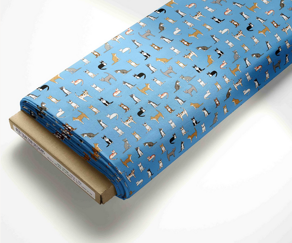 Cats on Blue by Red Tractor Designs - 50cm increments