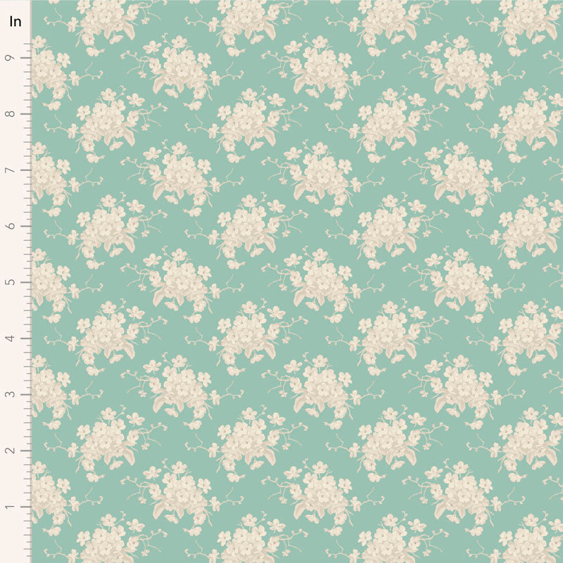 Tilda Sunday Brunch White Flower Teal