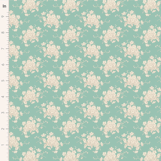 Tilda Sunday Brunch White Flower Teal