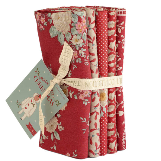 Tilda Merry Little Christmas 5 Fat Quarter Bundle - Red