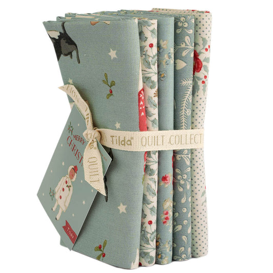 Tilda Merry Little Christmas 5 Fat Quarter Bundle - Duck Egg