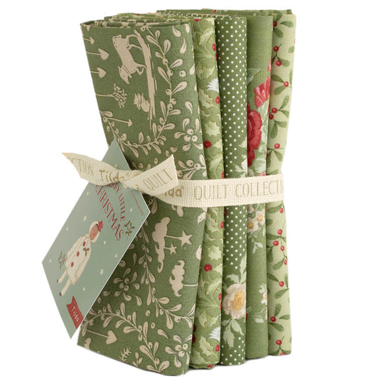Tilda Merry Little Christmas 5 Fat Quarter Bundle - Green