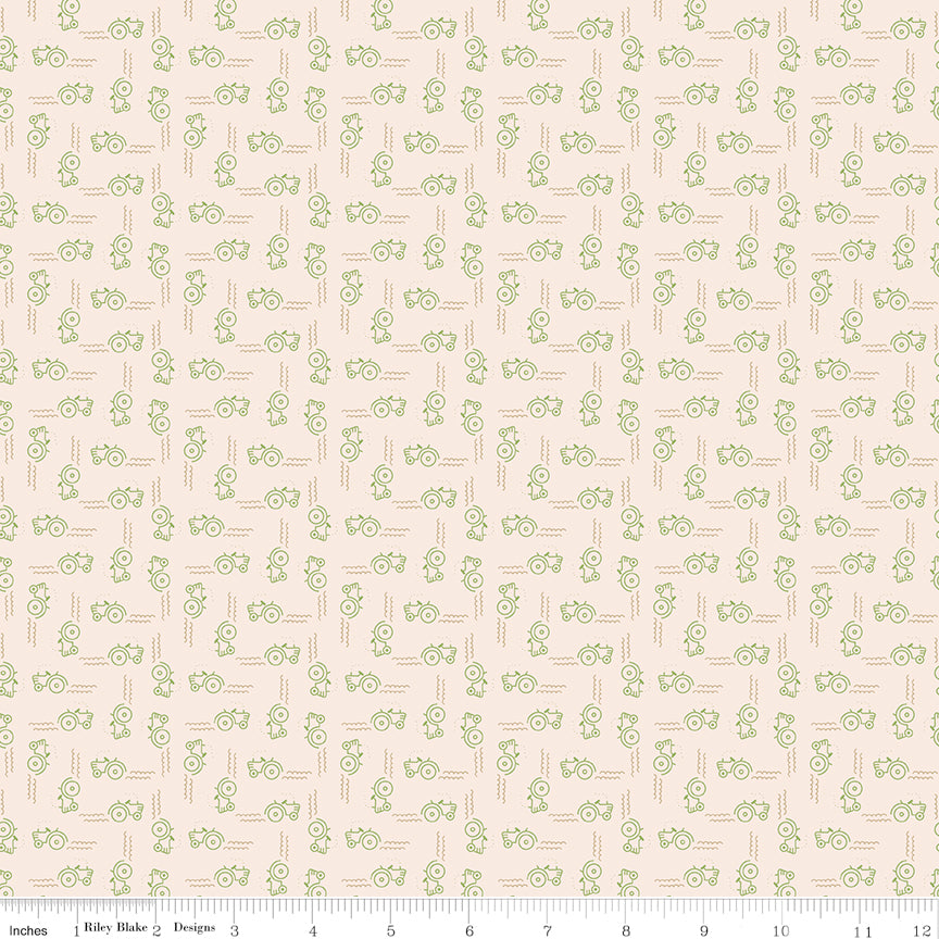 Lori Holt Farmer's Daughter Tractors Background Thyme
