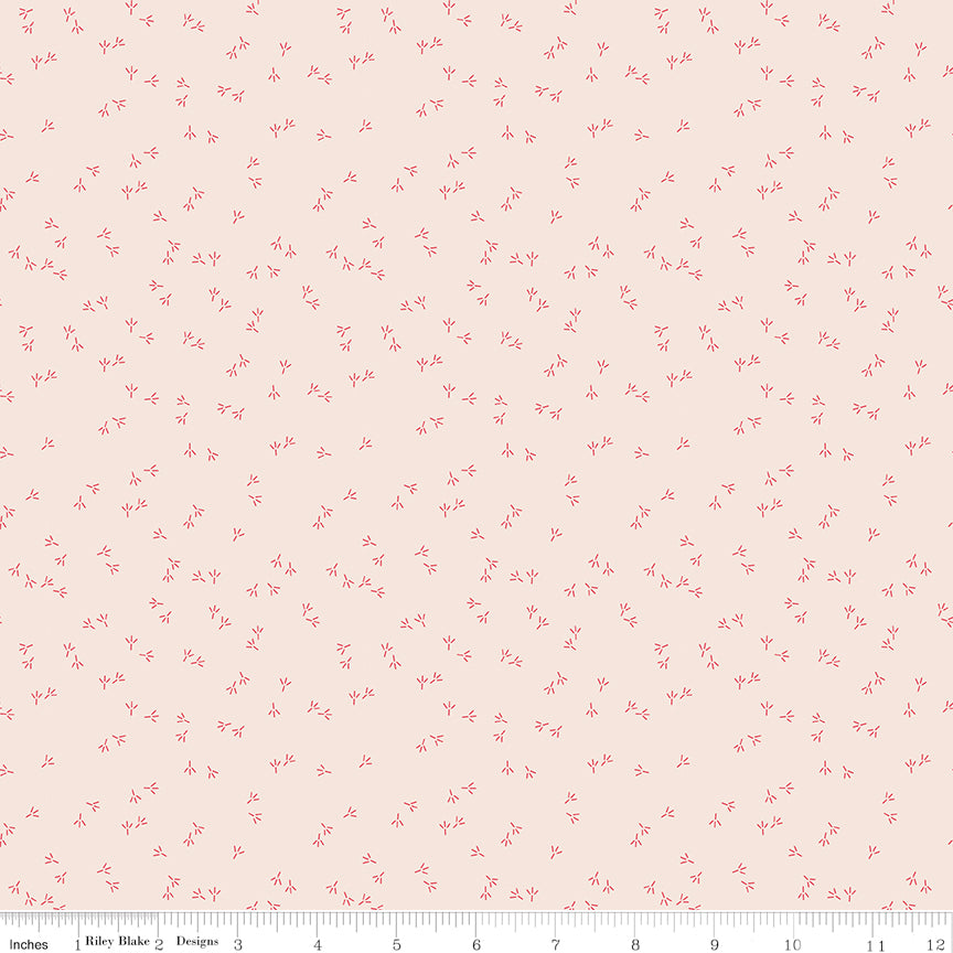 Lori Holt Farmer's Daughter Chicken Tracks Background Tea Rose