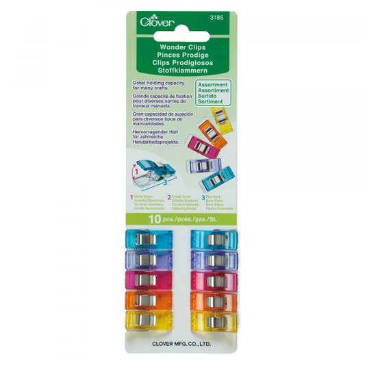 Clover Wonder Clips Assorted Colours Pack of 10