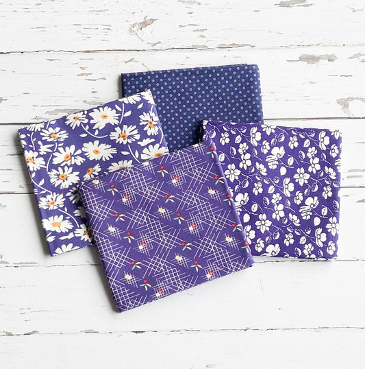 40% OFF!! Always in Season by American Jane 4 Navy and Royal Blue Fat Quarters