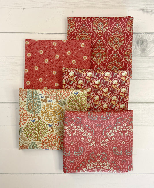 Tilda Sanctuary Fat Quarter Bundle Rhubarb/Warm/Maroon 5 Fat Quarters