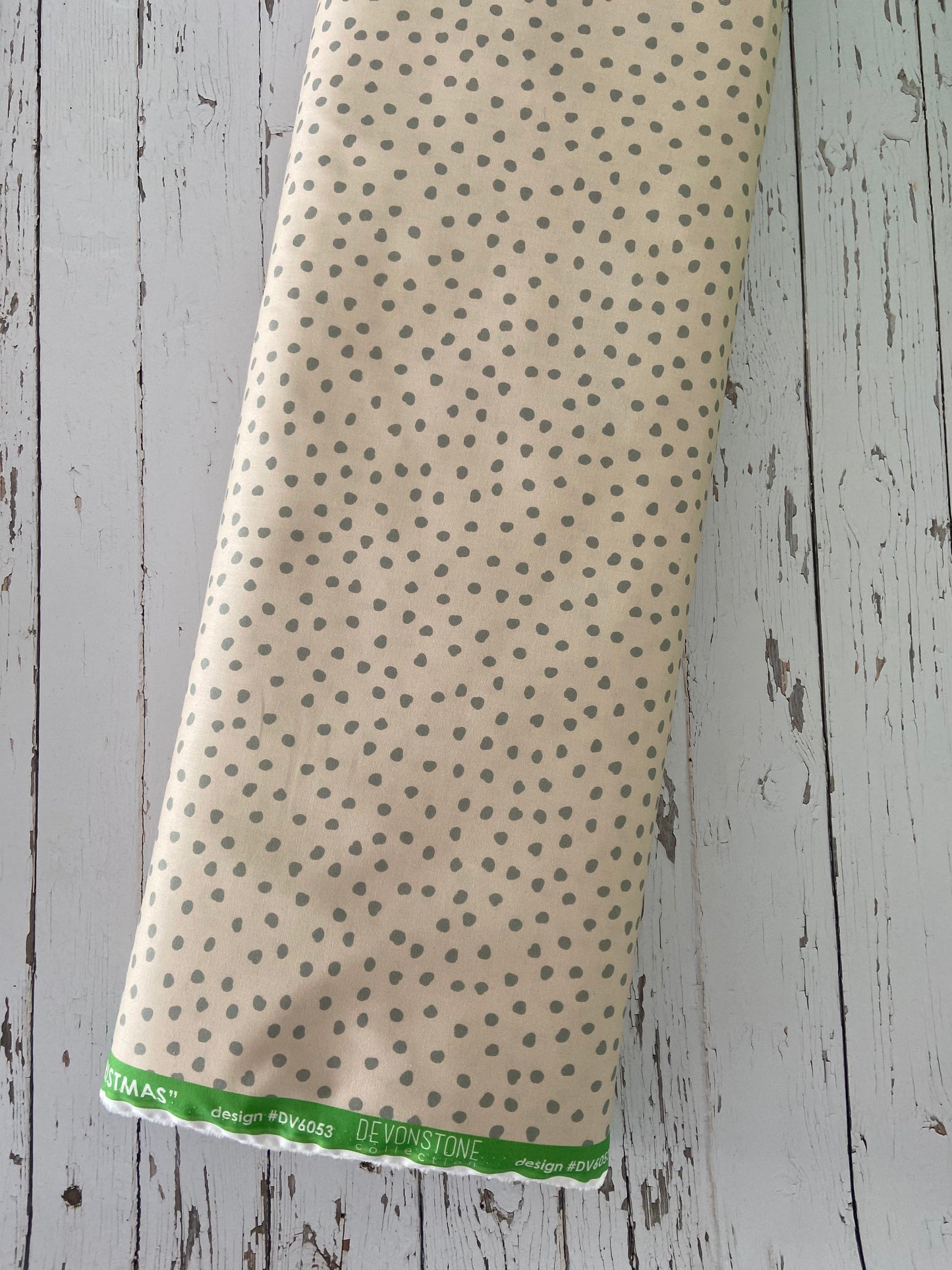 Merry Little Christmas Wideback Wideload in Grey/Green Spots 108" x 2.5 metres