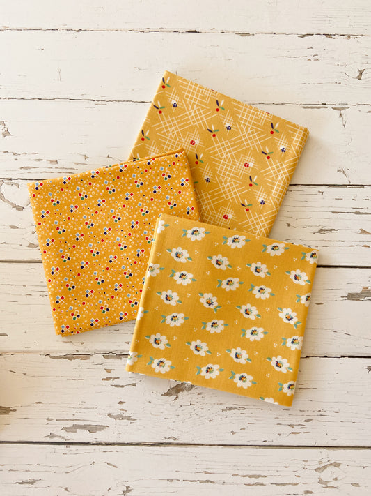 40% OFF!! Always in Season by American Jane Yellow Fat Quarter Bundle 3 fat quarters