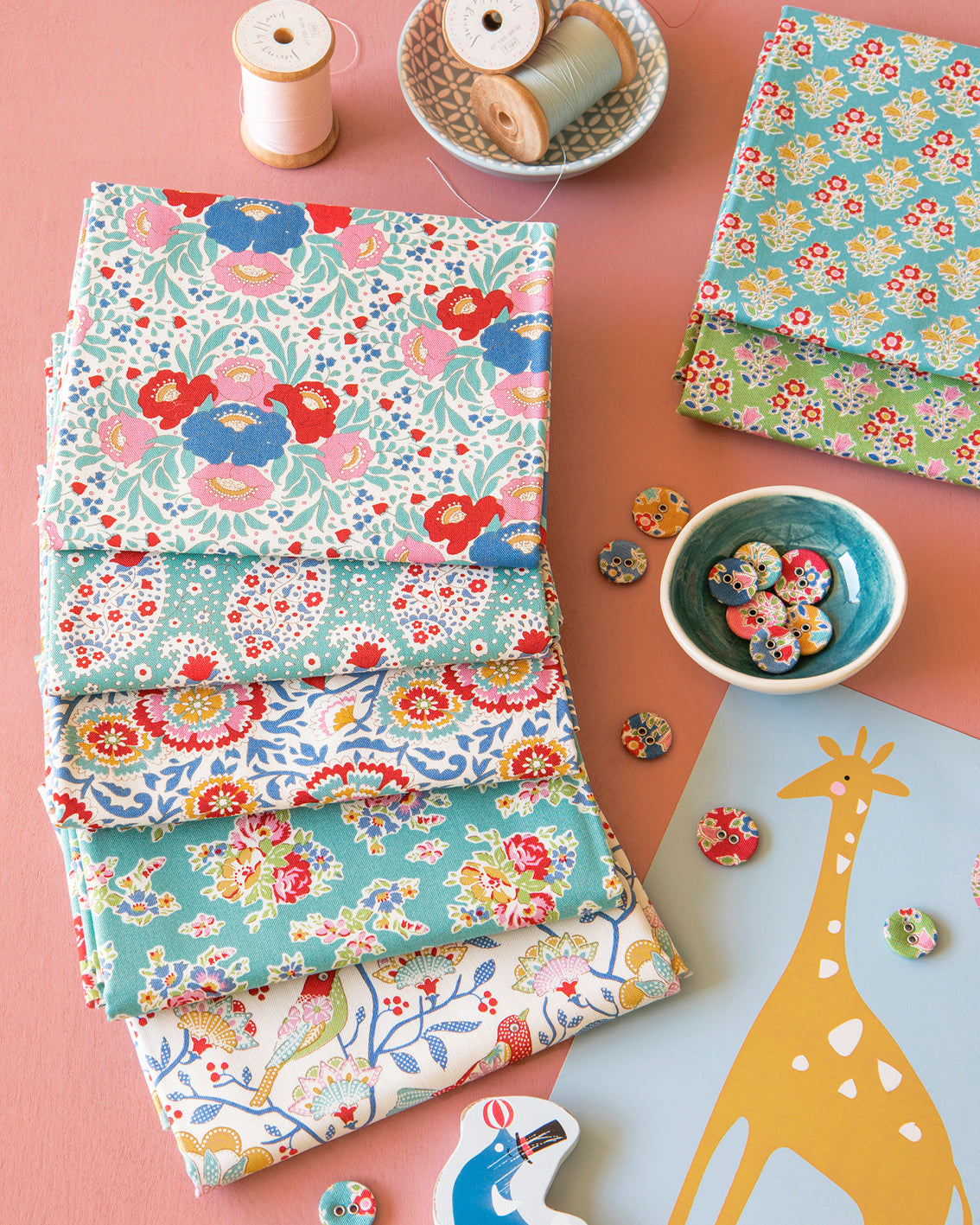 Tilda Jubilee Creme/Teal 5 Fat Quarter Bundle