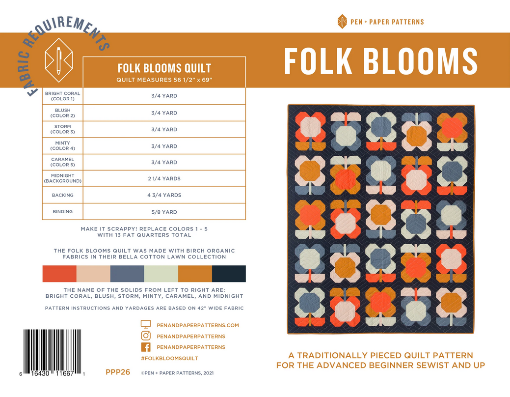 Pen + Paper Patterns Folk Blooms Quilt Pattern