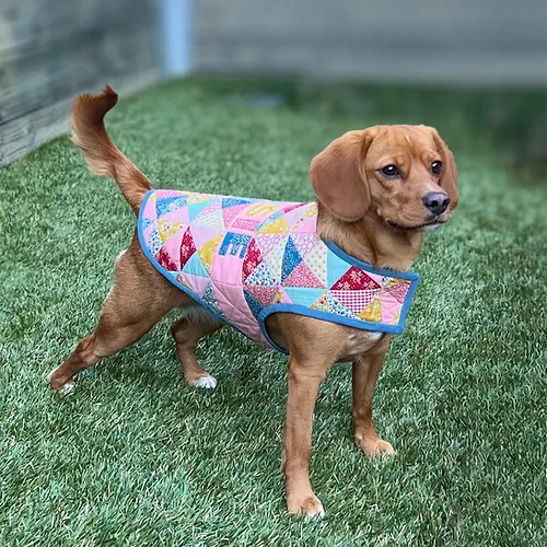 Patchwork Pooch Dog Jacket Printed Pattern by Melly and Me