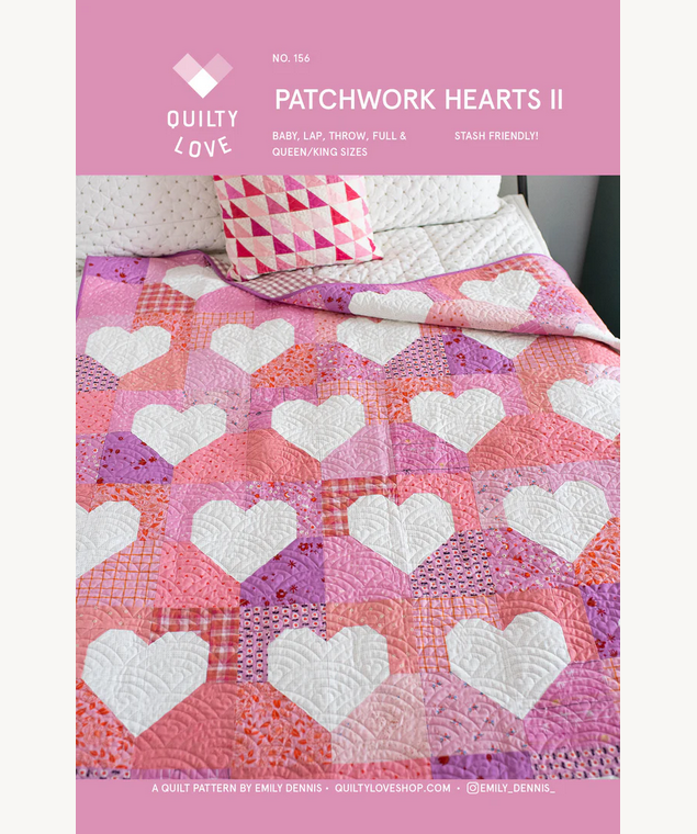 Patchwork Hearts II Paper Pattern by Quilty Love