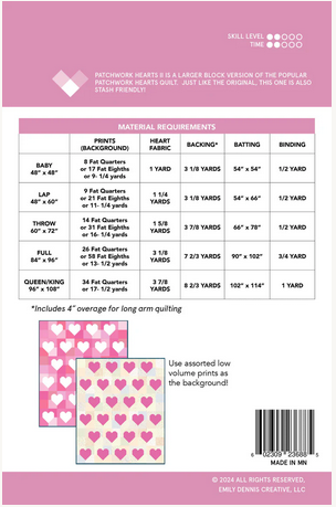 Patchwork Hearts II Paper Pattern by Quilty Love