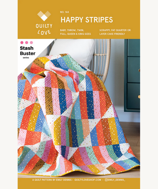 Happy Stripes Paper Pattern by Quilty Love