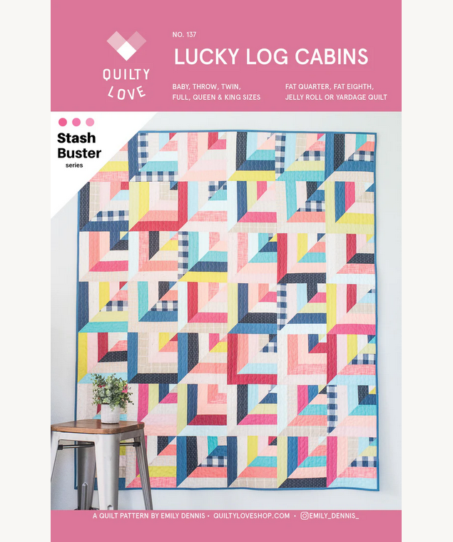 Lucky Log Cabins Paper Pattern by Quilty Love