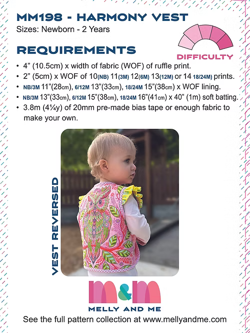 Harmony Baby Sized Reversible Vest by Melly and Me