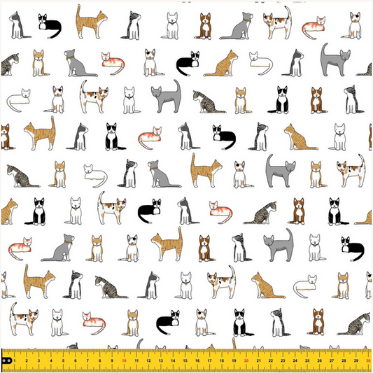 Cats on White by Red Tractor Designs - 50cm increments