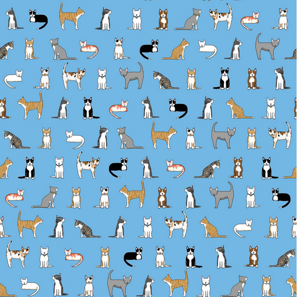 Cats on Blue by Red Tractor Designs - 50cm increments