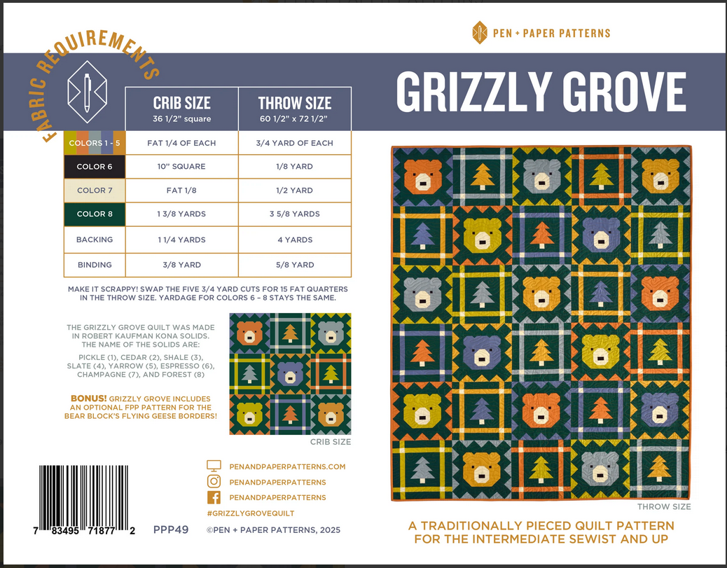 Pen + Paper Patterns Grizzly Grove Quilt Pattern