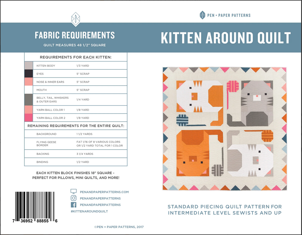 Pen + Paper Patterns Kitten Around Quilt