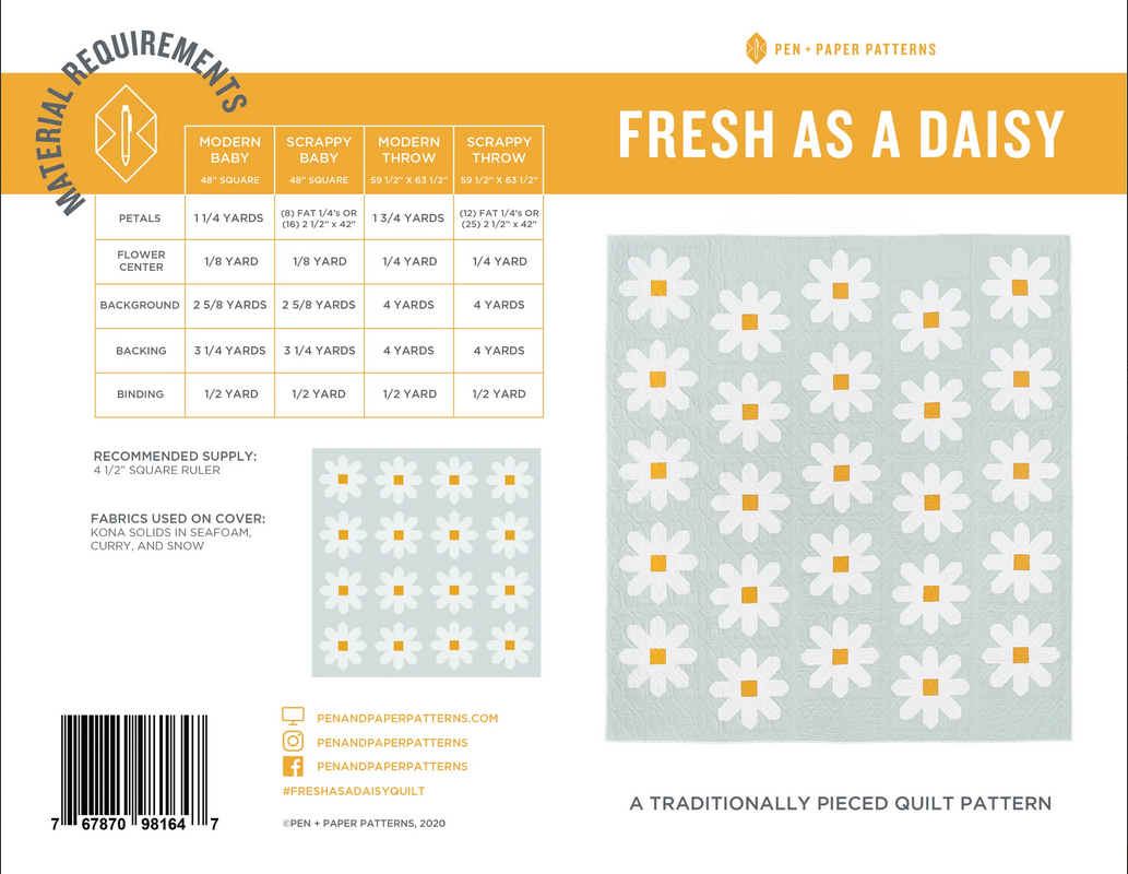 Pen + Paper Patterns Fresh as a Daisy Quilt Pattern