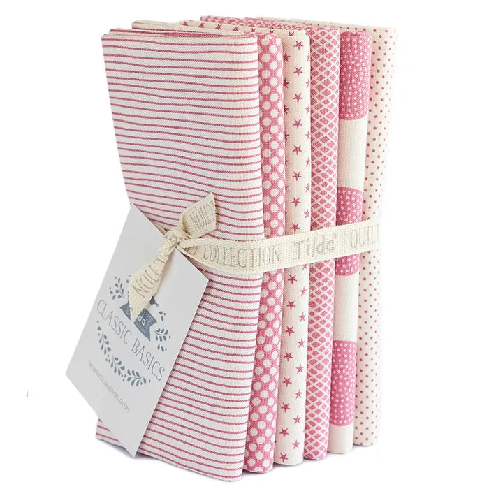 Tilda Classic Basic Pink Fat Quarter Bundle of 6 Fat Quarters